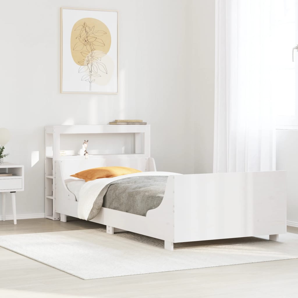 Bed Frame without Mattress White 90x190 cm Single Solid Wood Pine